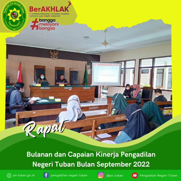 Rapat Bulanan dan Capaian Kinerja Pengadilan Negeri Tuban Bulan September 2022