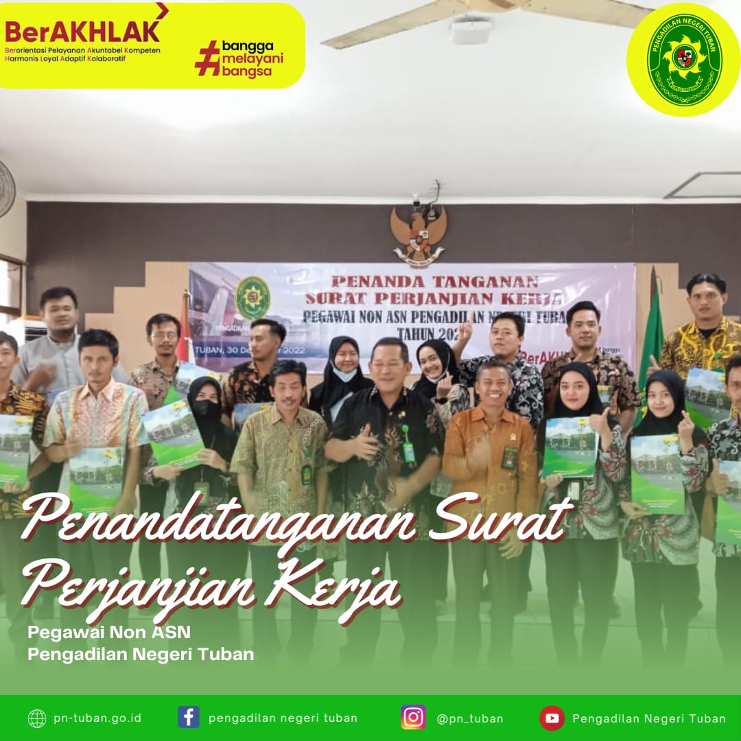 Penandatanganan Perjanjian Kerja Pegawai Pengadilan Non Pegawai Negeri