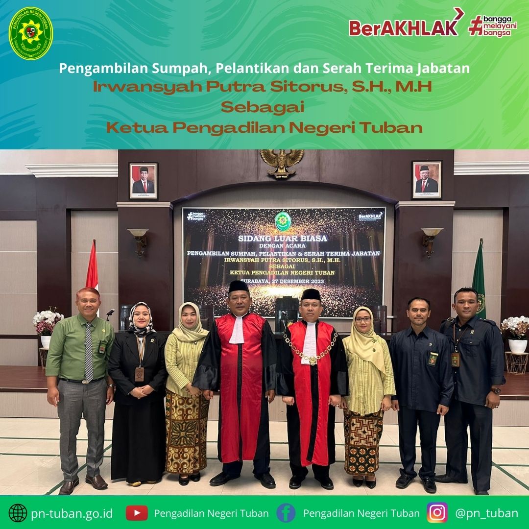 Pengambilan Sumpah, Pelantikan dan Serah Terima Jabatan Ketua Pengadilan Negeri Tuban