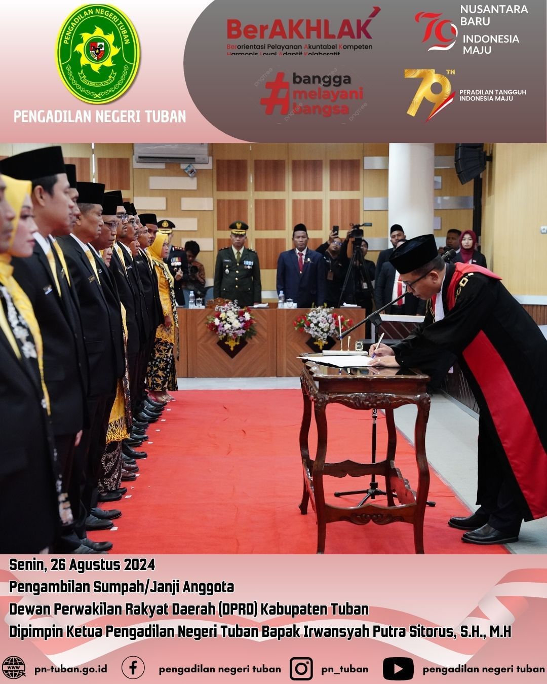 Pelantikan Anggota DPRD Kab. Tuban Oleh KPN Tuban