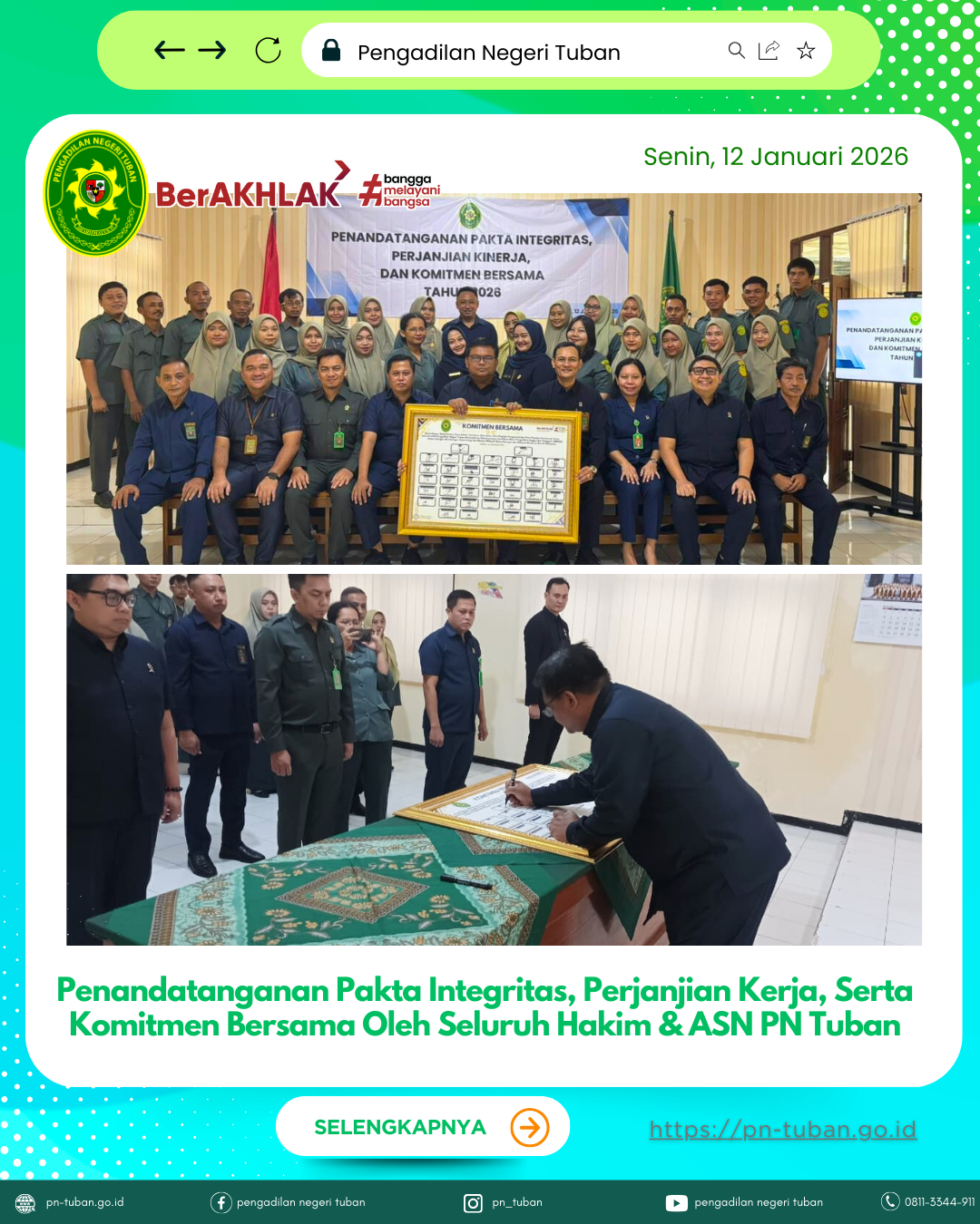 Penandatanganan Pakta Integritas, Perjanjian Kerja, serta Komitmen Bersama