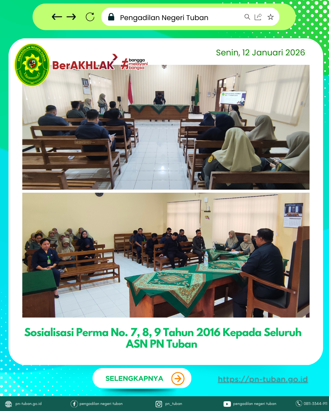Sosialisasi Perma Agung Nomor 7, 8, dan 9 Tahun 2016