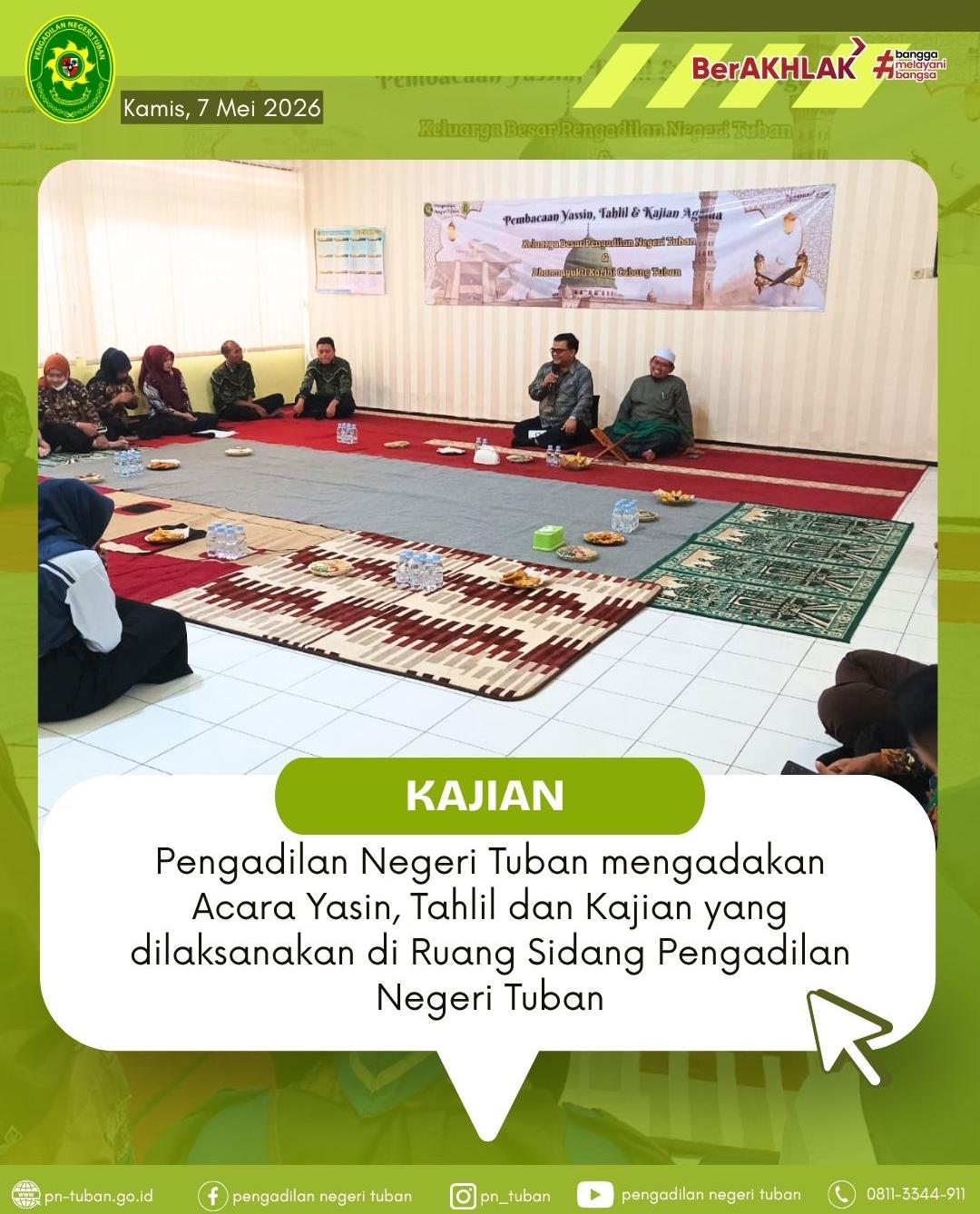 Pengadilan Negeri Tuban Mengadakan Acara Yasinan, Kajian dan Tahlil