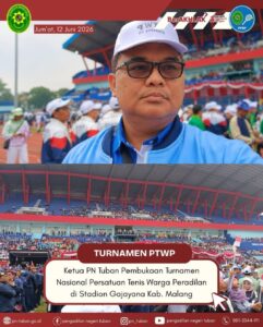Ketua PN Tuban Menghadiri Turnamen Nasional Persatuan Tenis Warga Peradilan di Stadion Gajayana Malang