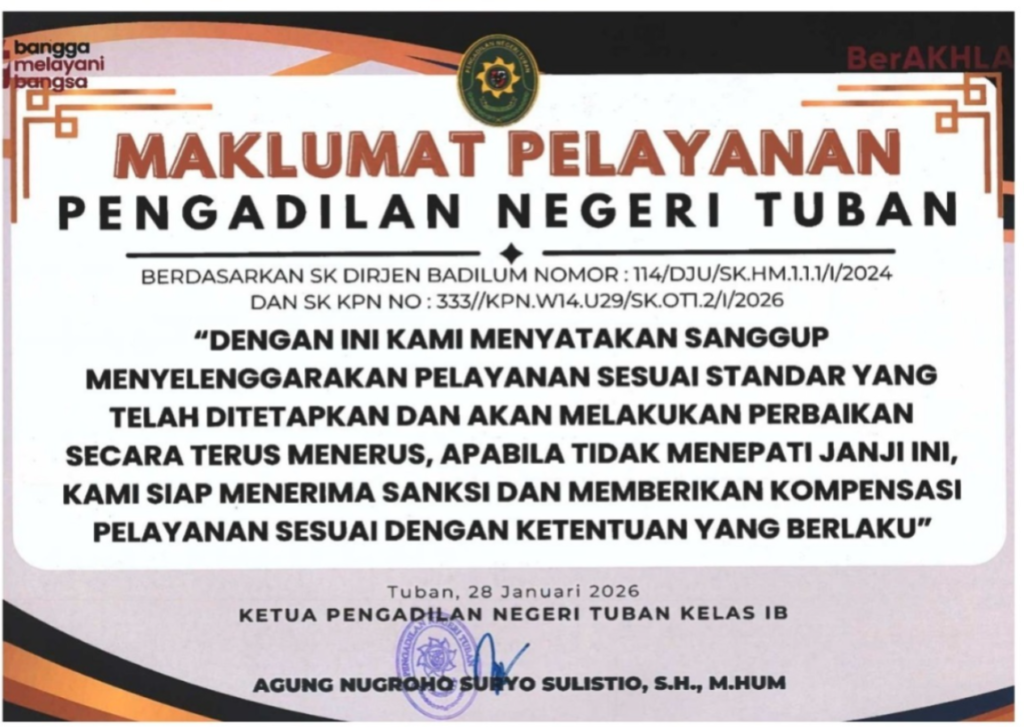 MAKLUMAT PELAYANAN PENGADILAN NEGERI TUBAN
