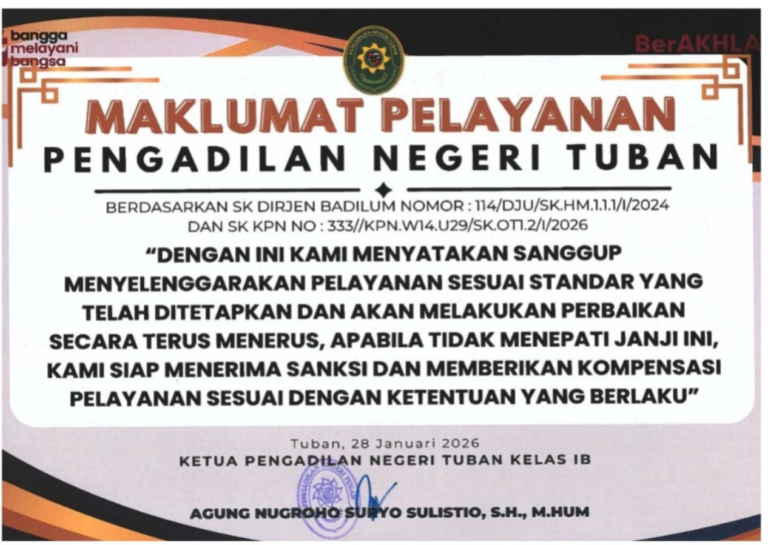 MAKLUMAT PELAYANAN PENGADILAN NEGERI TUBAN