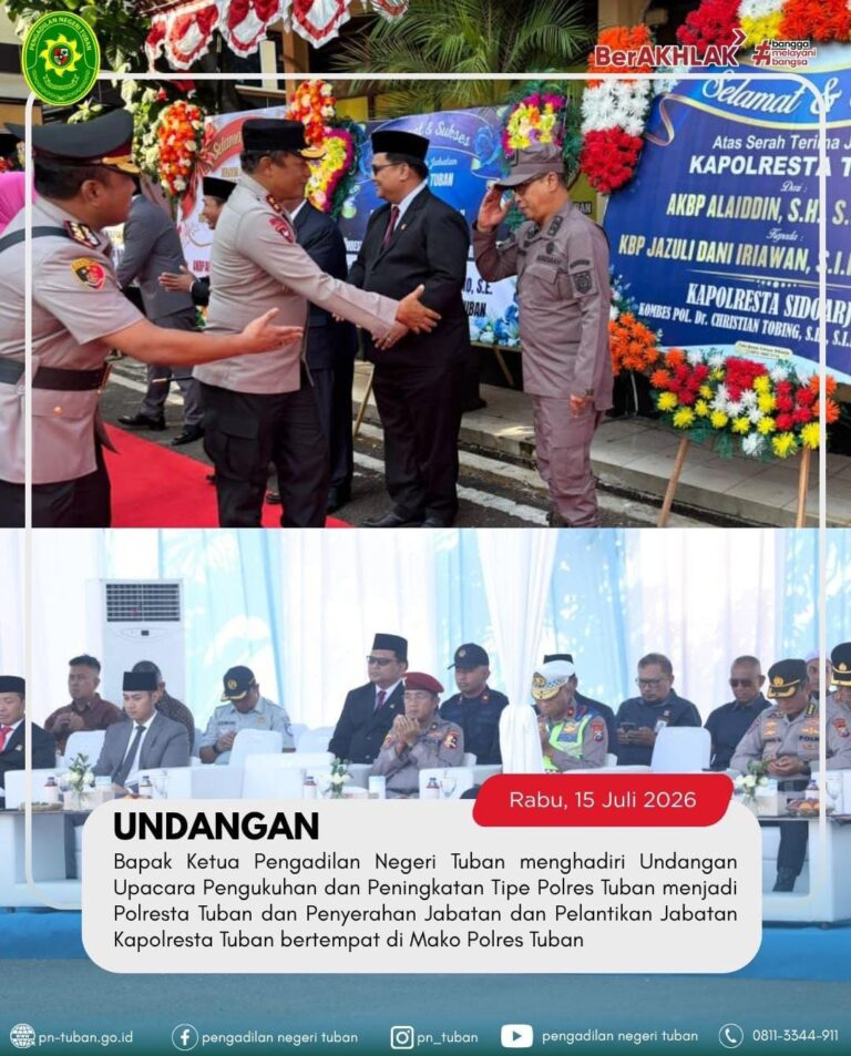 Undangan Upacara Pengukuhan dan Peningkatan Tipe Polres Tuban menjadi Polresta Tuban
