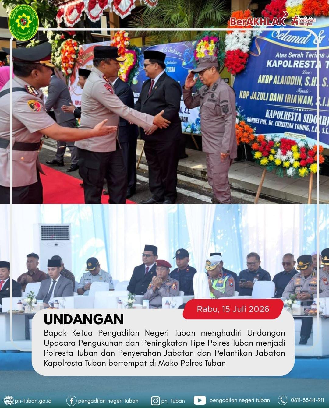 Undangan Upacara Pengukuhan dan Peningkatan Tipe Polres Tuban menjadi Polresta Tuban