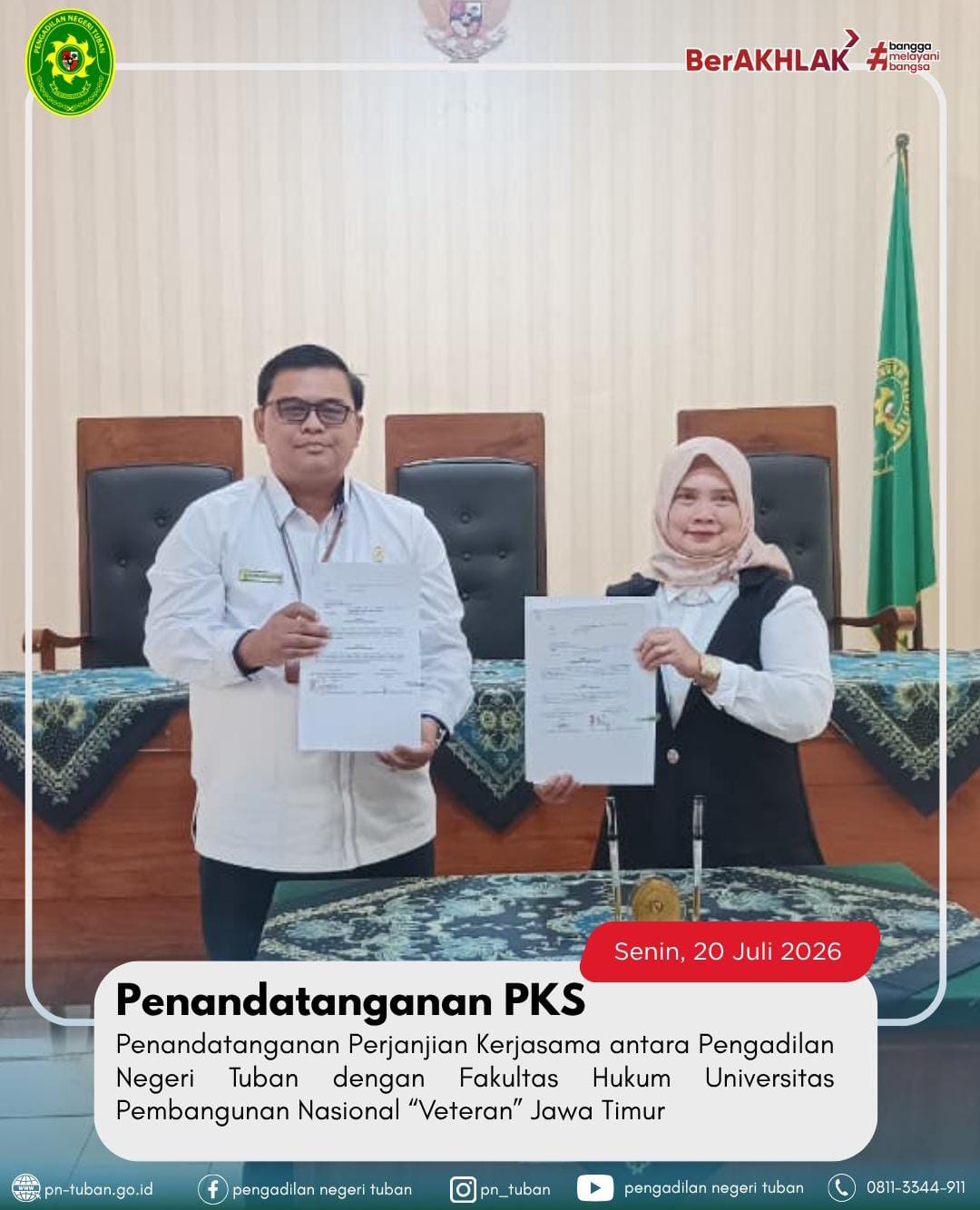 Penandatanganan Perjanjian Kerjasama antara PN Tuban & Fakultas Hukum UPN ” Veteran ” Jawa Timur