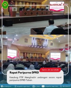 Kasubag PTIP Menghadiri undangan acara rapat paripurna DPRD Tuban