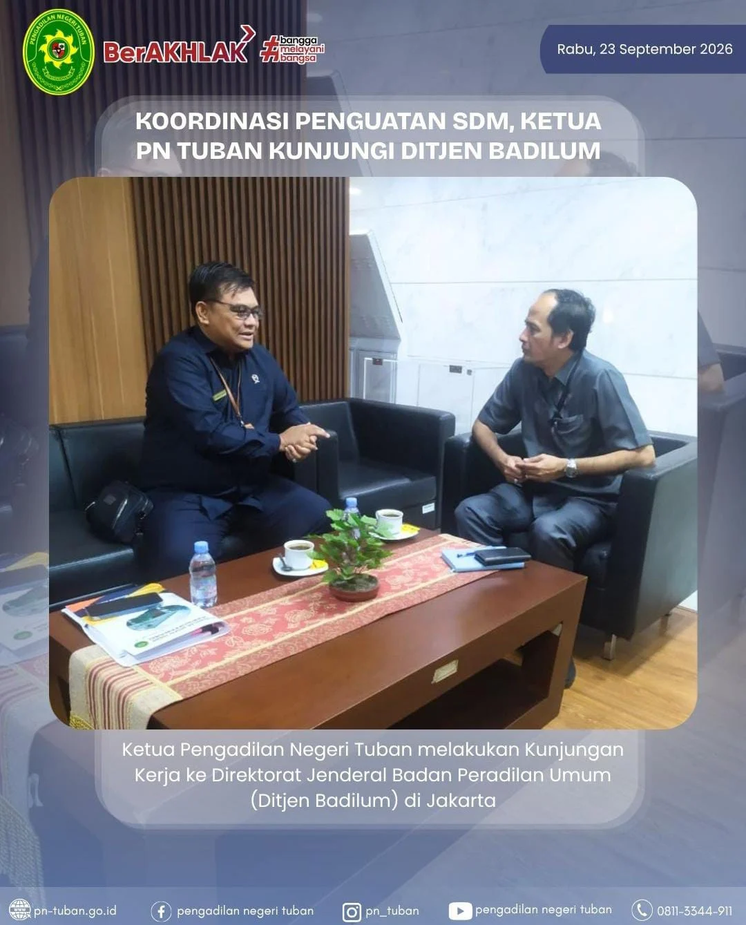 Koordinasi Penguatan SDM, Ketua PN Tuban Kunjungi Ditjen Badilum